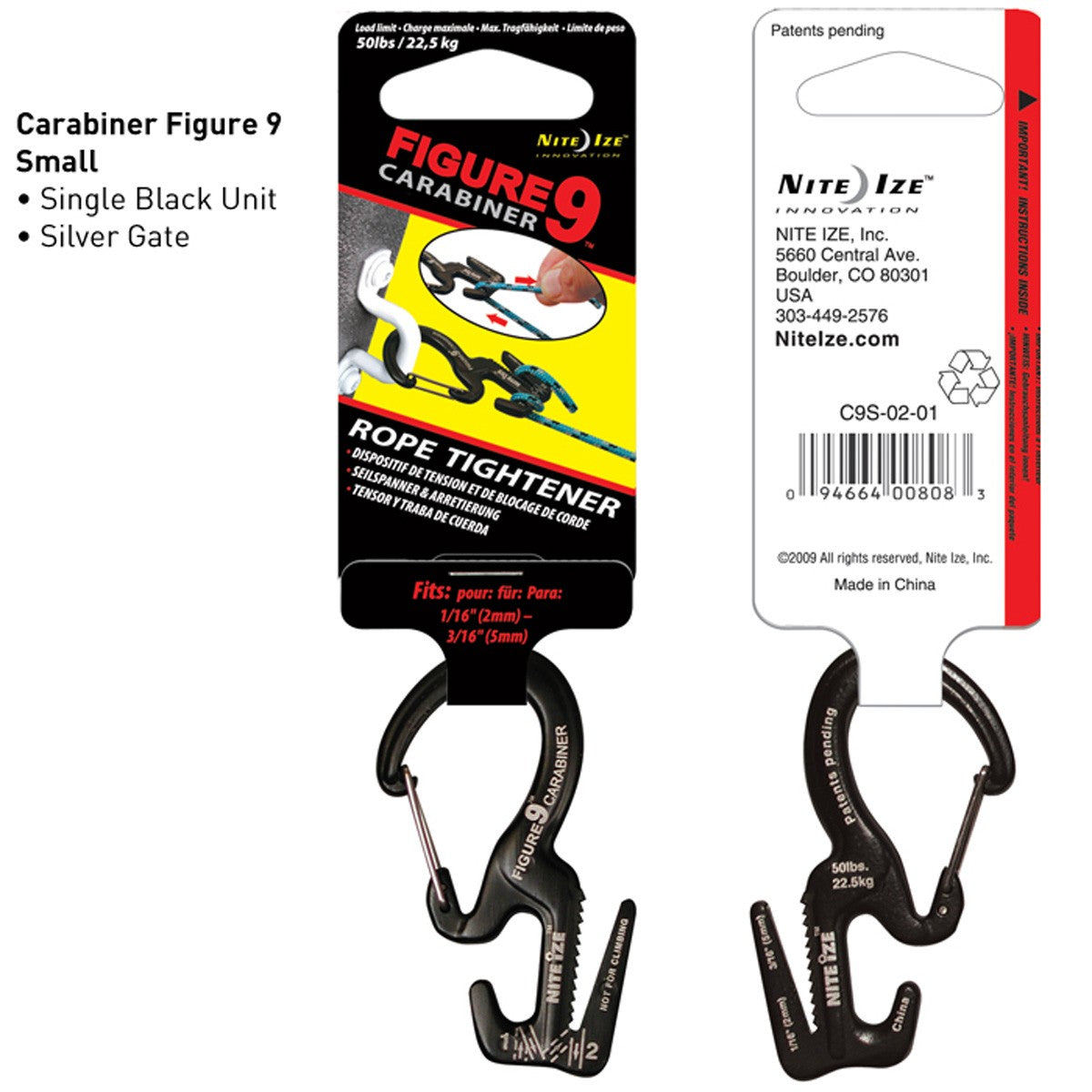 Nite Ize Figure 9 Carabiner Rope Tightener Small